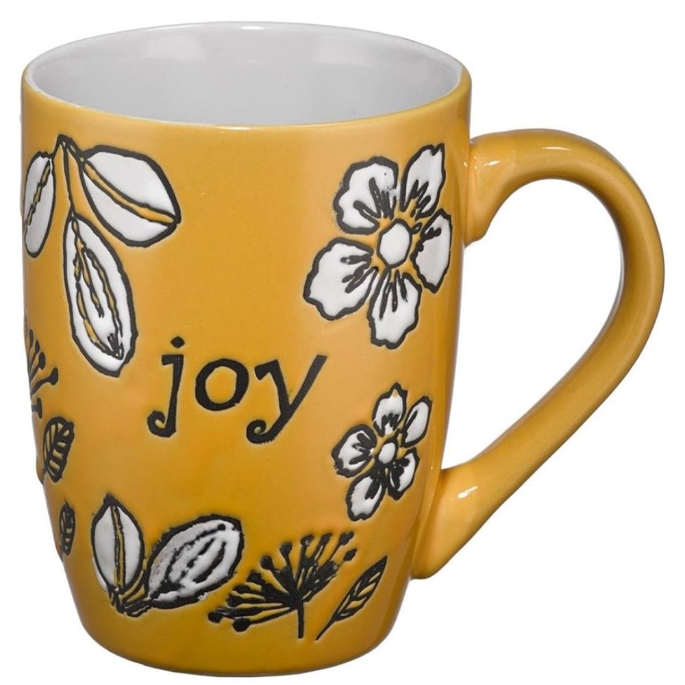 Christian Coffee Mugs Joy Coffee Tea Cup Joyful Floral Yellow Mug